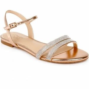 Embellished Bridget Sandal in Gold Metallic - Jewel by Badgley Mischka